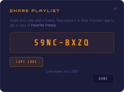 ZOB Premium - share playlist